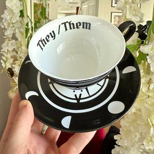 WILDCRAFT CULT They/Them pronouns witchy teacup mug and saucer
